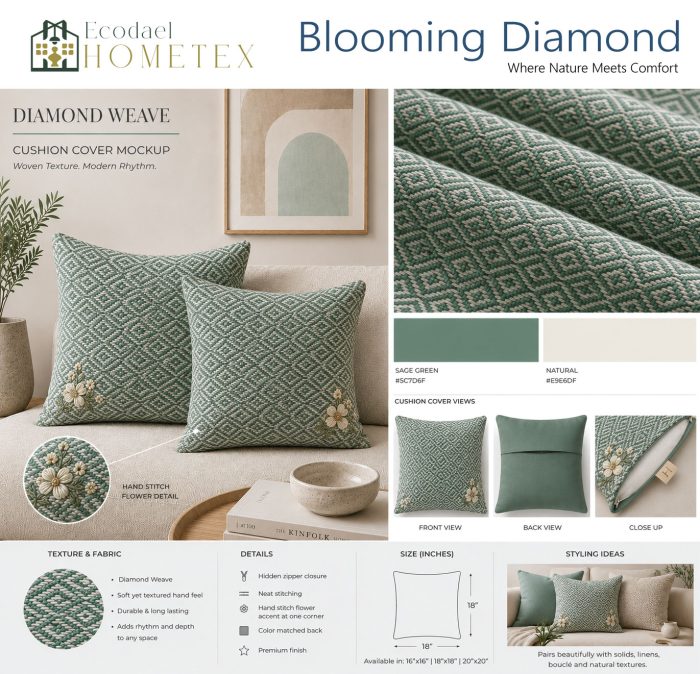 Blooming-Diamond-green Cushion Cover