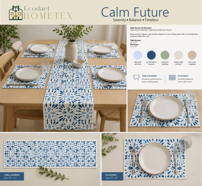 Calm-Future-runner-placemats Table Runner & Mat Set