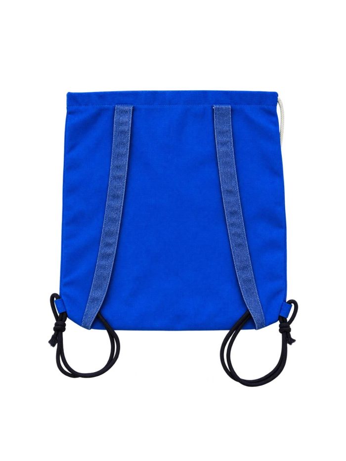 back-side Jute Cotton & Denim Drawstring Backpack