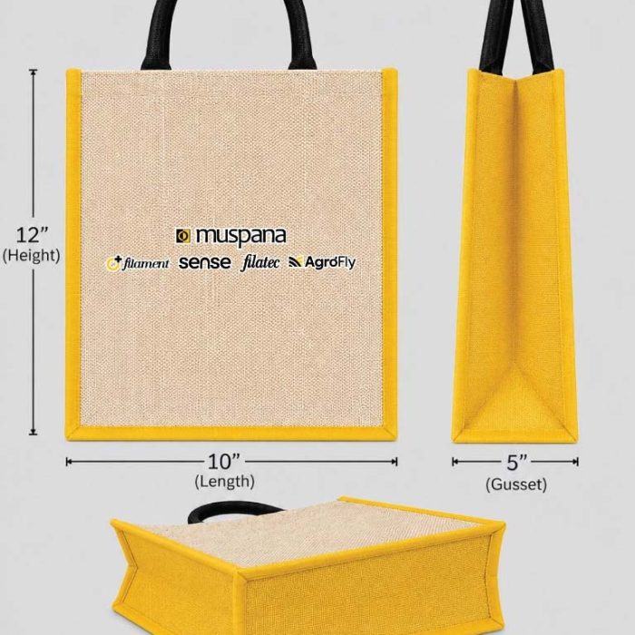 Jute-Cotton Eco-Friendly Bag – 12 × 10 × 5 Inches