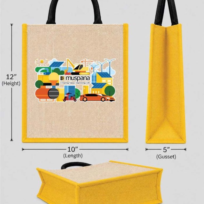 Jute-Cotton Eco-Friendly Bag – 12 × 10 × 5 Inches