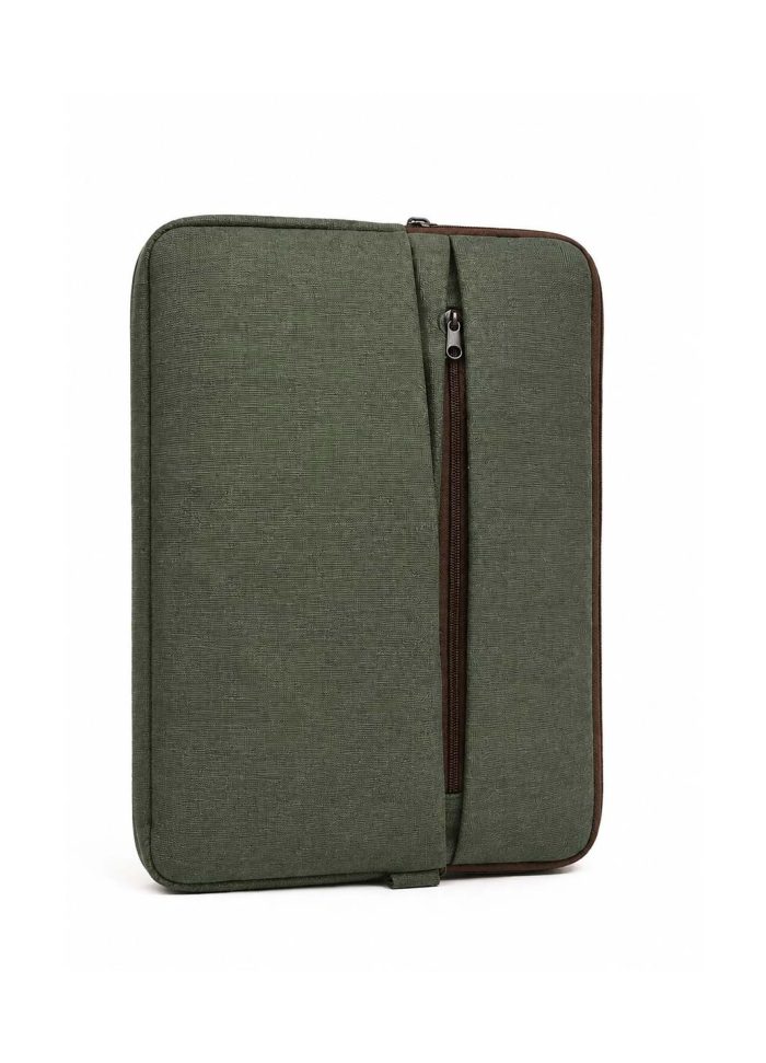 pouse-front-01 Jute cotton laptop pouch with padded protection